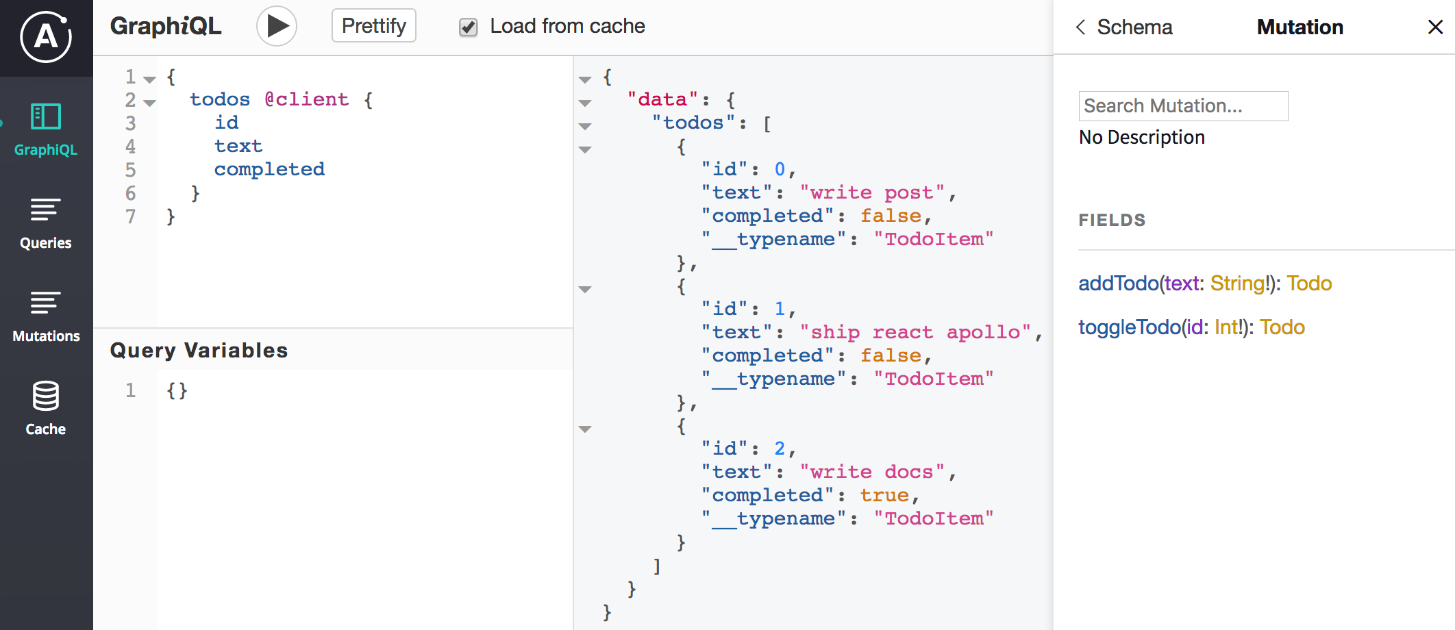 Client side Schema Apollo GraphQL Docs