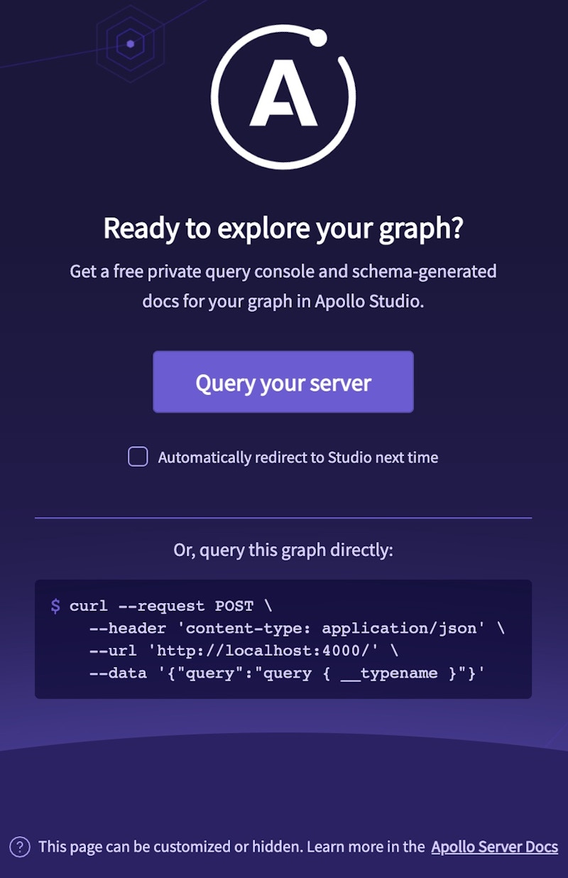 Apollo Server default landing page