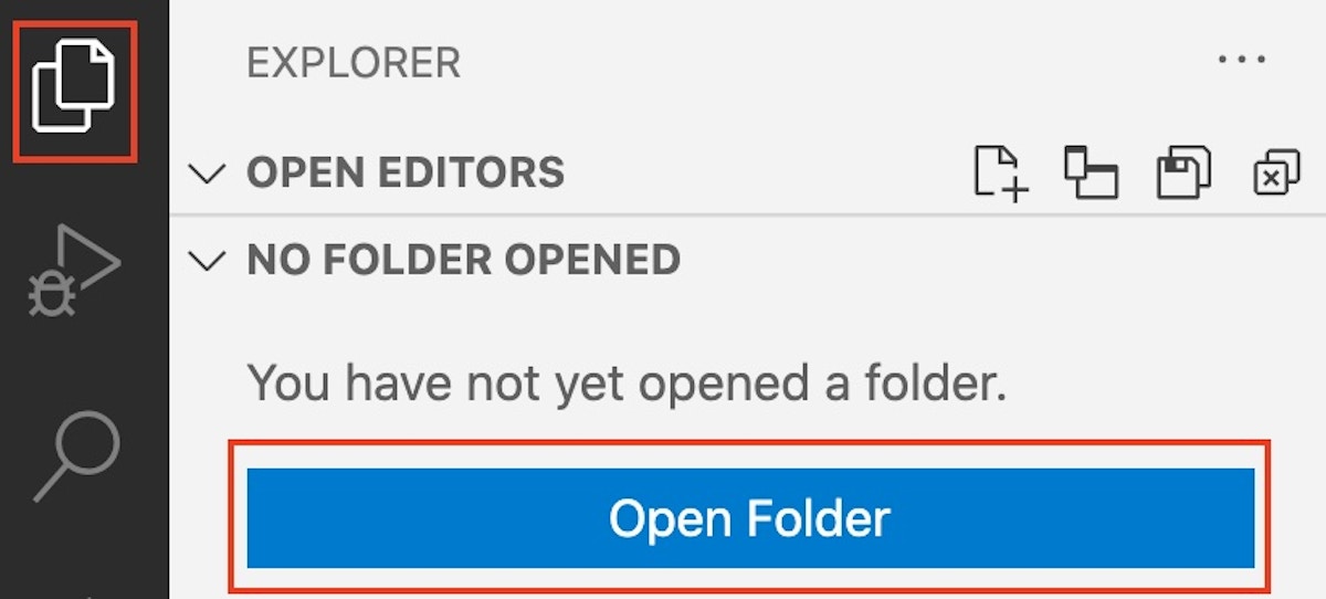 Opening a folder in VS Code