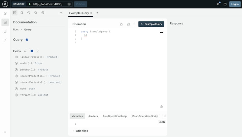 The Apollo Sandbox with a prepopulated example query.