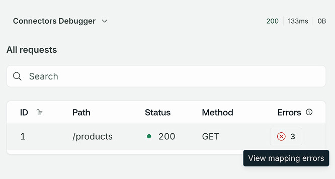 Viewing requests in the Connectors Debuggers in Apollo Sandbox