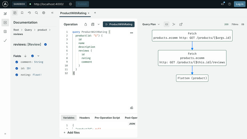 Viewing a query plan in Apollo Sandbox