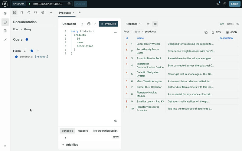 Viewing requests in the Connectors Debuggers in Apollo Sandbox