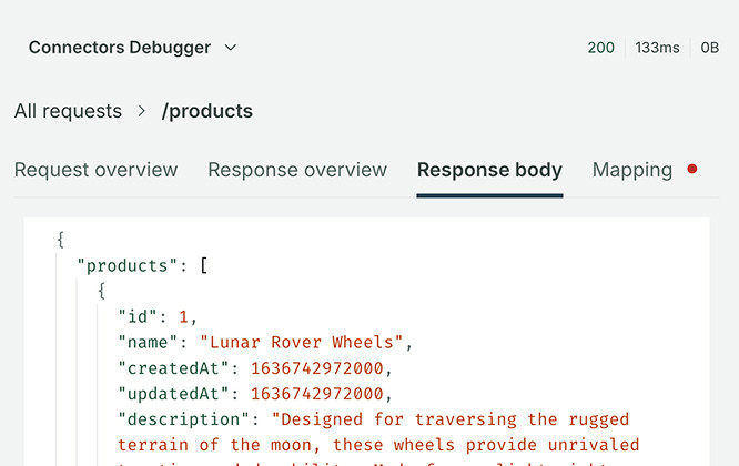 Viewing requests in the Connectors Debuggers in Apollo Sandbox