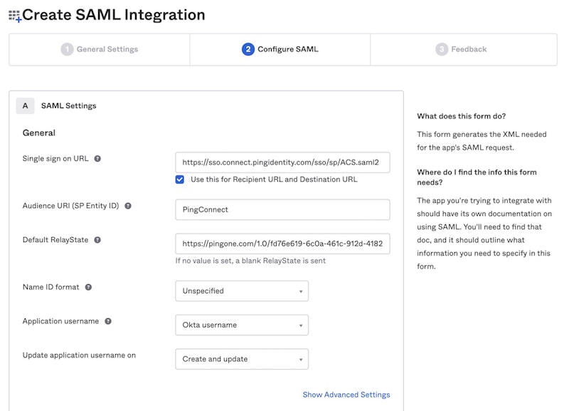 Okta configure SAML