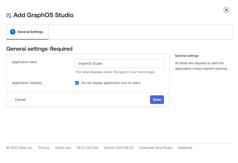 GraphOS Studio Okta integration general settings