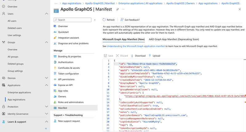 Entra ID Application Manifest