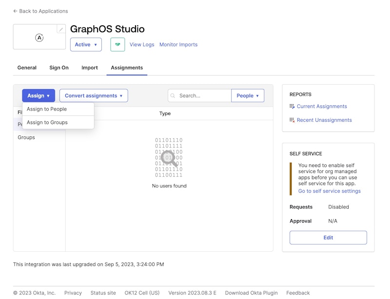 GraphOS Studio Okta integration assignment settings