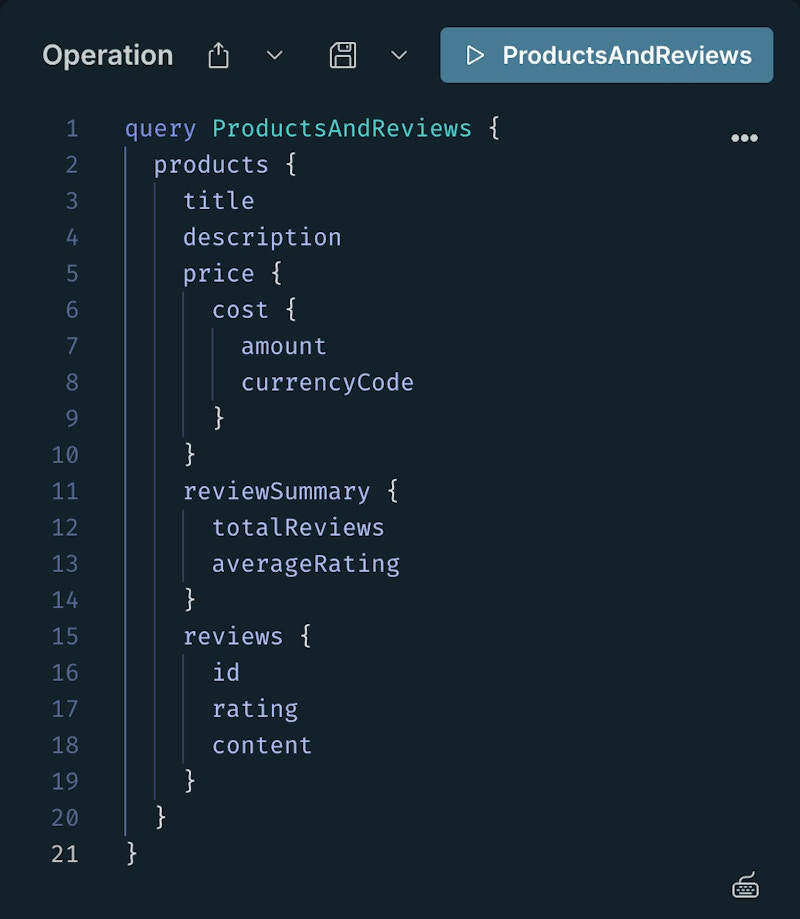 Example query in the Explorer editor panel