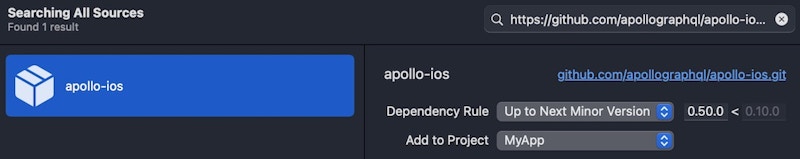 Pasting the Apollo iOS GitHub URL