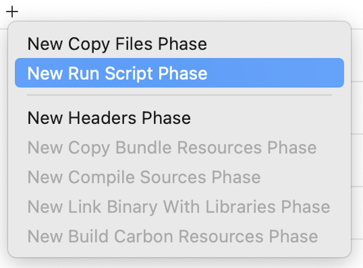 Creating a new run script build phase