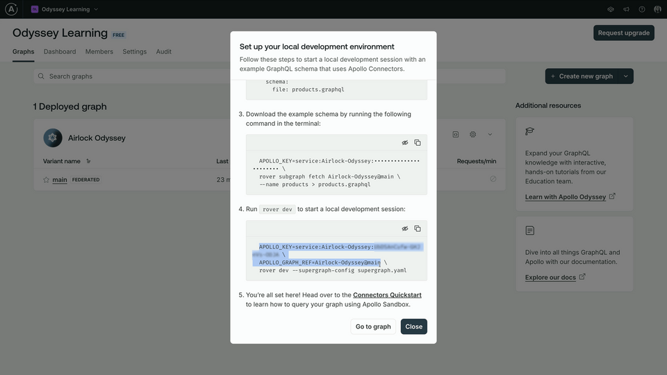 Setup graph modal