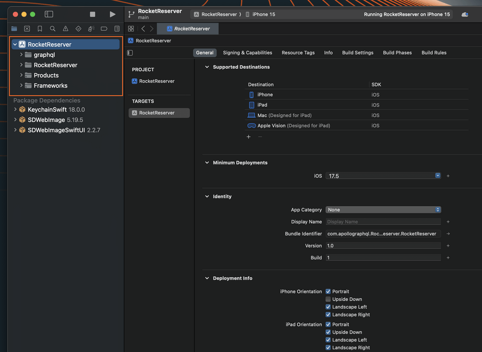 Folder structure for opening project, focused on Rocket Reserver