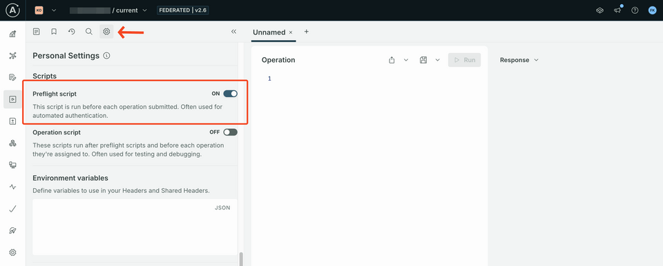 Explorer settings showing how to turn on pre-flight script