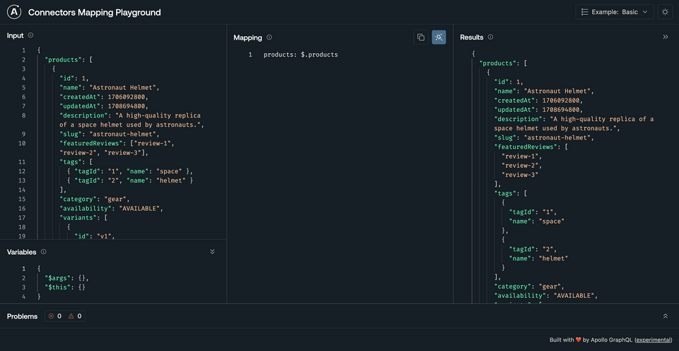 The Mapping updated to return the products array only, now with a key