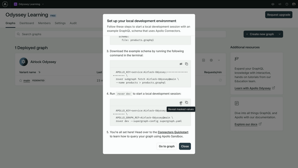 Setup graph modal