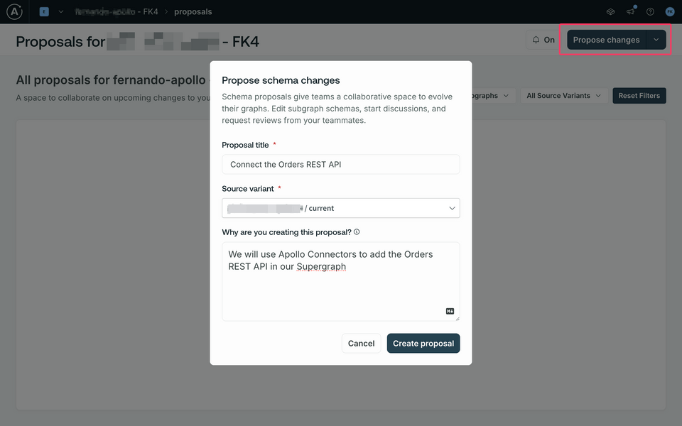 Creating a new proposal to edit the schema