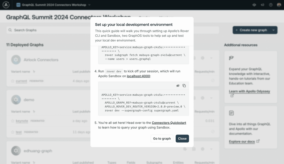 Setup graph modal