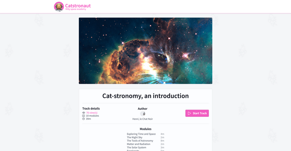 The full track page for a Catstronauts track.