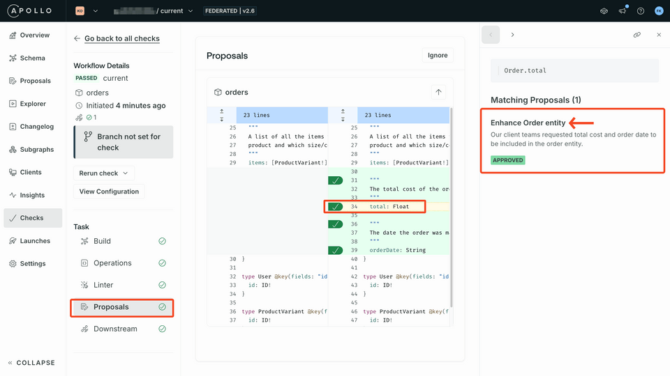 Screenshot of successful proposal checks in Apollo Studio