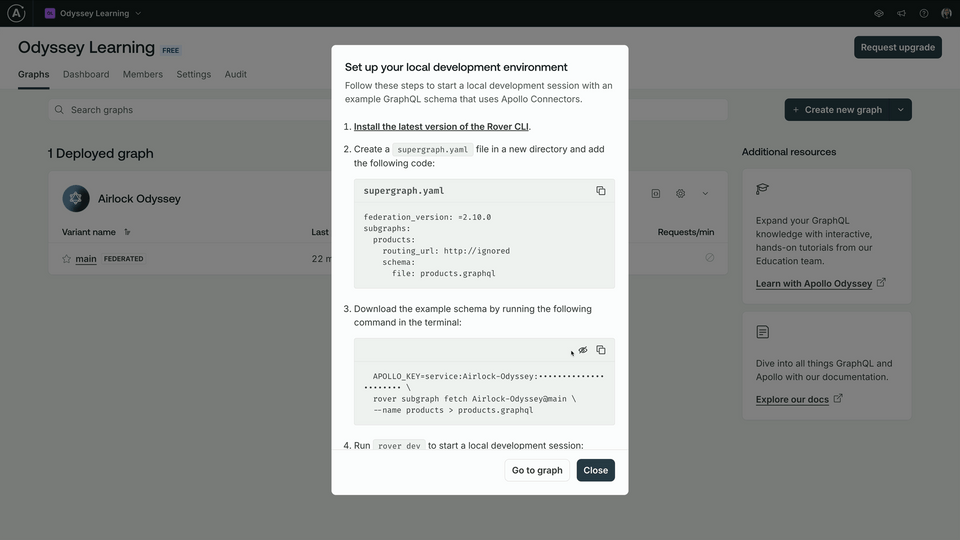 Setup graph modal