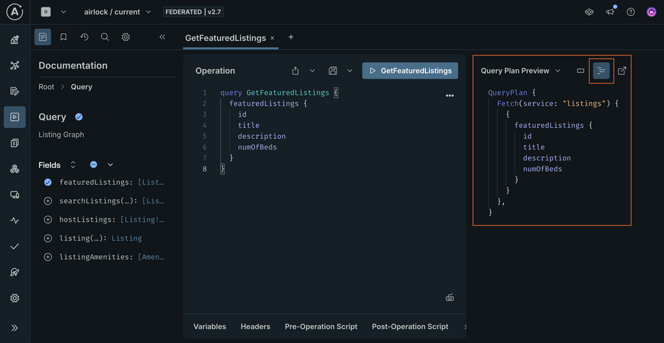 Screenshot of Explorer with the operation, with query plan open