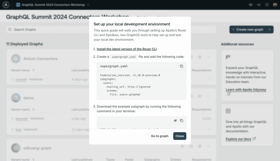 Setup graph modal