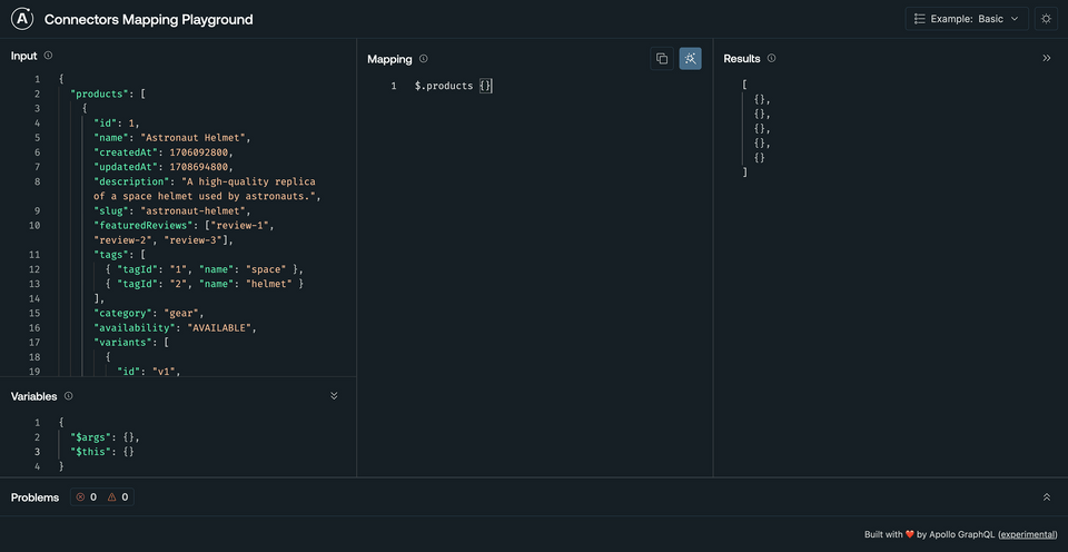 The Mapping replacing each product object with an empty object