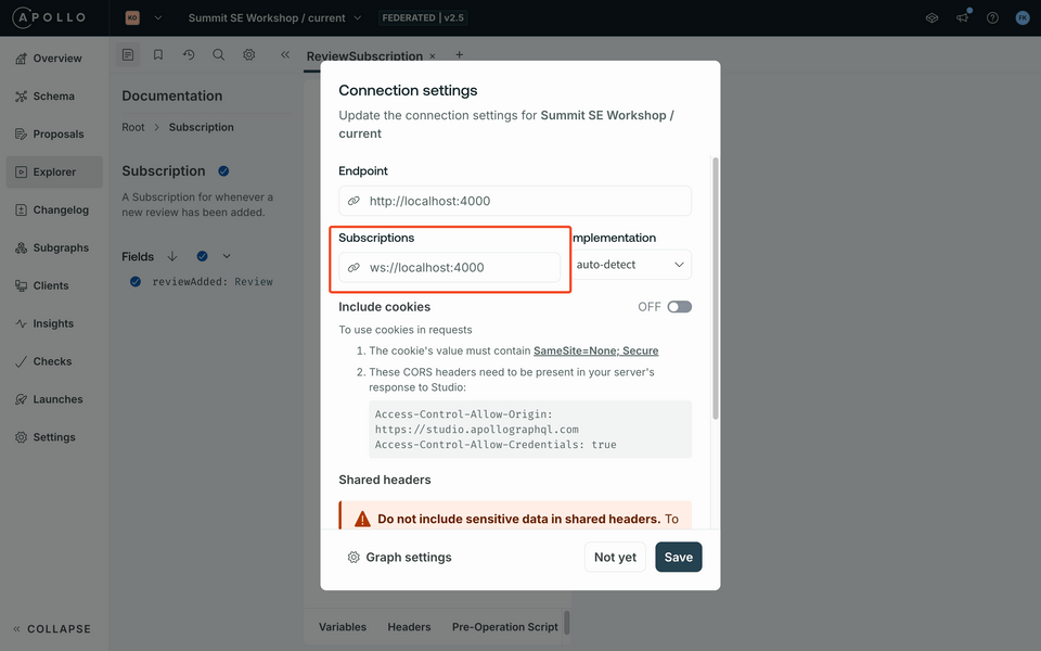 Connection Settings view with router URL highlighted