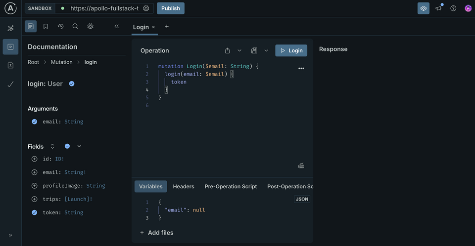 The Operation panel showing our updated query with the email variable