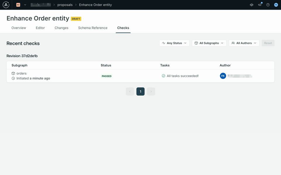 Screenshot of change proposal checks