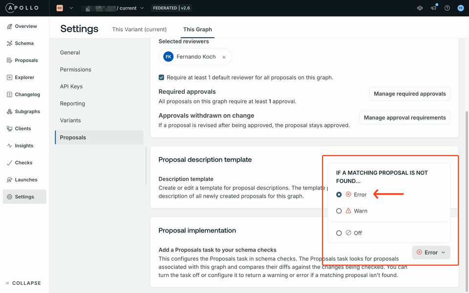 Configuring proposal checks in Apollo Studio